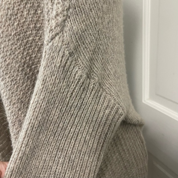 Eileen Fisher Camel and Merino Cardigan Size Large Open Front Waterfall Tan - Picture 6 of 11